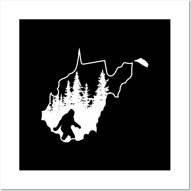 West Virginia Bigfoot Gift Wall Art by Tesszero